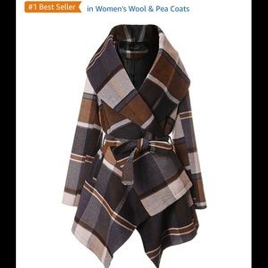 Chicwish plaid shawl coat, NWT